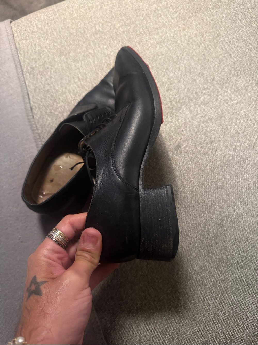 CHRISTIAN Louboutin Classic Black Leather Men's Lace-Up Dress Shoes